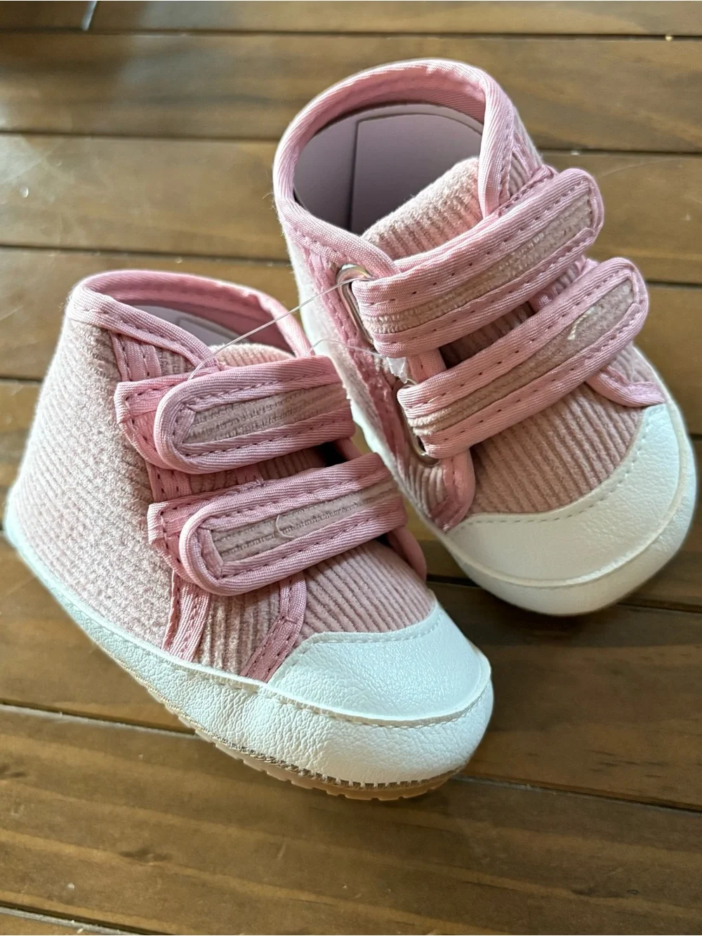 Kids Pink Velcro High Top Sneakers